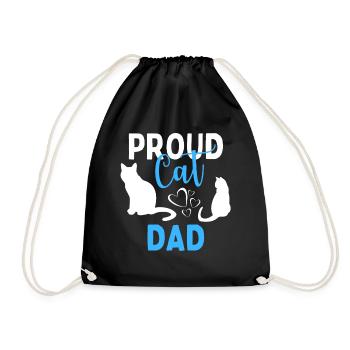 Proud Cat Dad Kitten Cat Lover Funny - Drawstring Bag - black - Front