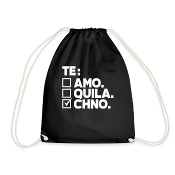Techno Lover: Te Amo Tequila Techno - Turnbeutel - Schwarz - Vorne