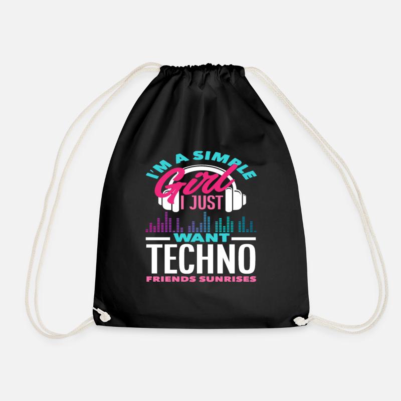 Techno Lover Einfache Mädchen Freunde - Turnbeutel - Schwarz