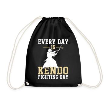 Every day is Kendo fighting day - Japanese Kendo F - Drawstring Bag - black - Front