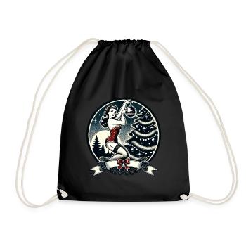 Festlicher Retro Weihnachtszauber mit Pin-Up Flair - Turnbeutel - Schwarz - Vorne