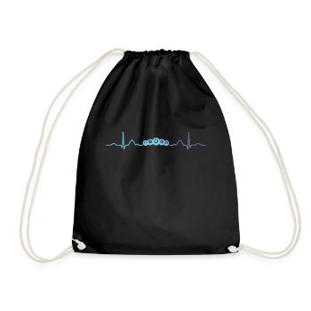 Bingo Balls Heartbeat Ekg Bingo - Drawstring Bag - black - Front