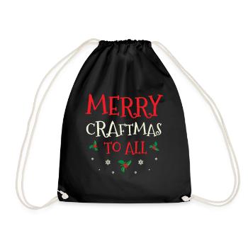 Merry Christmas on Christmas Crafts Holiday - Drawstring Bag - black - Front