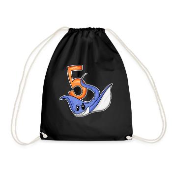 5th Birthday Motif Stingray - 5 years - Drawstring Bag - black - Front