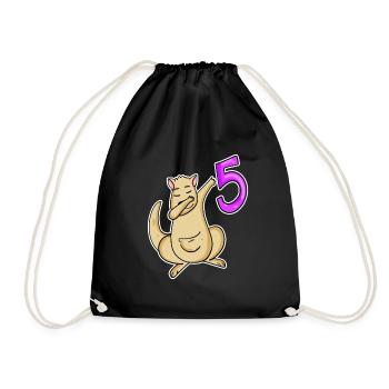 5th Birthday Motif Kangaroo - 5 years - Drawstring Bag - black - Front
