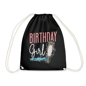 Loutre Anniversaire Fille Anniversaire Fille - Sac de sport léger - noir - Devant