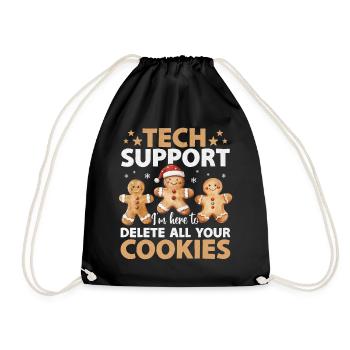 Tech Support Delete Your Cookies Funny Christmas - Drawstring Bag - black - Front
