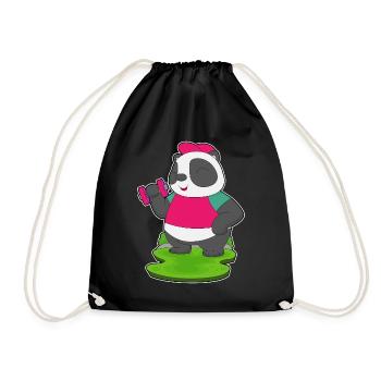 Panda Bodybuilder Dumbbell Bodybuilding - Drawstring Bag - black - Front