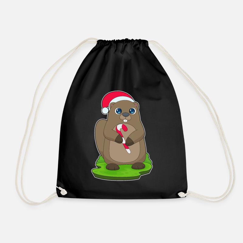 Biber Weihnachten Zuckerstange - Turnbeutel - Schwarz