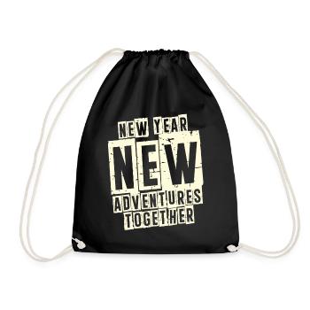 New Year, New Adventures Together, Couple Adventures - Drawstring Bag - black - Front