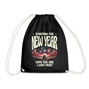 Start the new year with the most fun - Drawstring Bag - black - Front