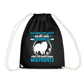 Wolfspitz is my friend Keeshond - Drawstring Bag - black - Front