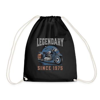 Legendary 1975 – Vintage Motorcycle Design - Drawstring Bag - black - Front