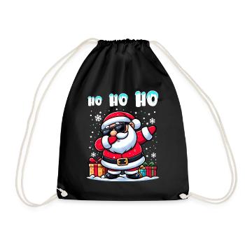 Weihnachtsmann Weihnachten Ho Ho Ho Dabbing Lustig - Turnbeutel - Schwarz - Vorne