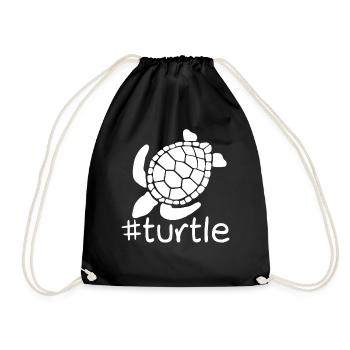 Funny Turtle Hashtag - Drawstring Bag - black - Front