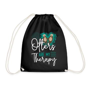 Otter Otters Are My Therapy - Drawstring Bag - black - Front