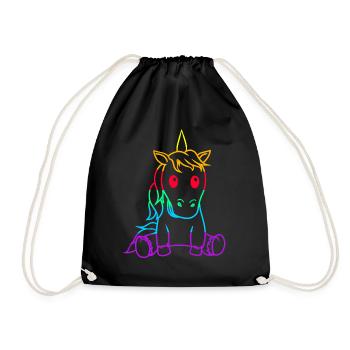 LGBT Einhorn Gay Pride Regenbogenfahne Pferd - Turnbeutel - Schwarz - Vorne