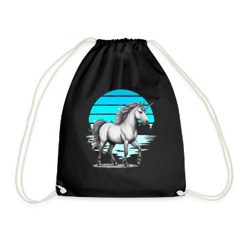 Horse Horses Unicorn Unicorns Mythical Creature Fairy Tale - Drawstring Bag - black - Front