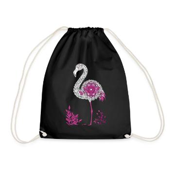 Mandala Flamingo Flamingo Waterfowl Flamingo - Drawstring Bag - black - Front