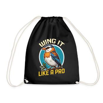Bird Enthusiast Wing It Like A Pro Ornithologist - Drawstring Bag - black - Front