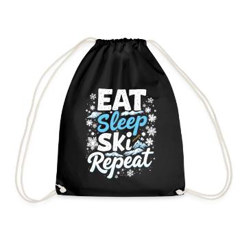 Eat Sleep Ski Repeat Ski Wintersport Skifahrer - Turnbeutel - Schwarz - Vorne