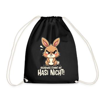 Irgendwas Stimmt Mit Hasi Nicht Böses Hasi - Turnbeutel - Schwarz - Vorne