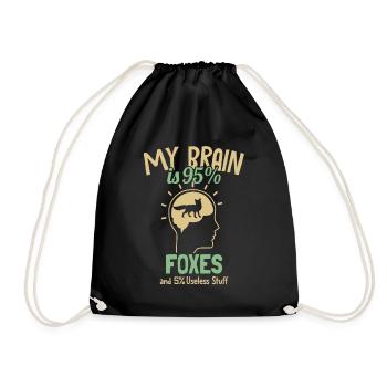 My Brain is 95% Foxes Canidae Caninae Red Fox Fox - Drawstring Bag - black - Front