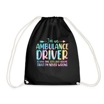 Ambulance Driver Tie Dye First Aid EMS Emergency - Drawstring Bag - black - Front