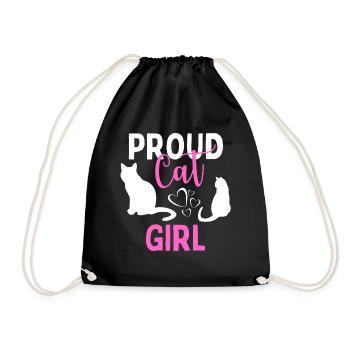 Proud Cat Lover Kitten Cat Funny - Drawstring Bag - black - Front