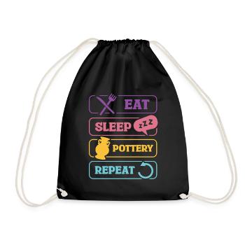 Eat Sleep Pottery Repeat Creative Theme - Drawstring Bag - black - Front