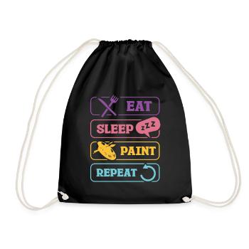 Eat Sleep Paint Repeat Artist Motivation - Drawstring Bag - black - Front
