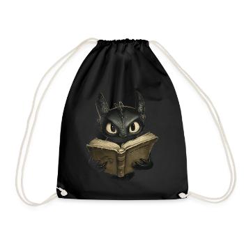 Schwarzer Drache Mystisches Design für Bücherfans - Turnbeutel - Schwarz - Vorne