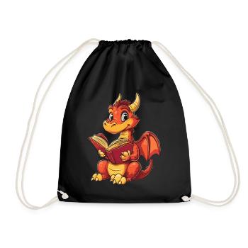 Fröhlicher roter Drache Fantasie für Buchliebhaber - Turnbeutel - Schwarz - Vorne