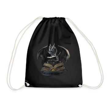 Eleganter schwarzer Drache – Epischer Drachen - Turnbeutel - Schwarz - Vorne