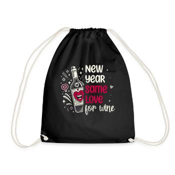 New Year Same Love For Wine, Wine Appreciation - Drawstring Bag - black - Front