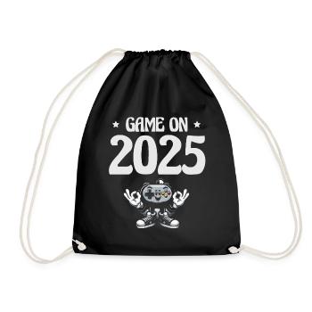 Game On 2025, Gaming-Begeisterung, Neujahrsgeist - Turnbeutel - Schwarz - Vorne