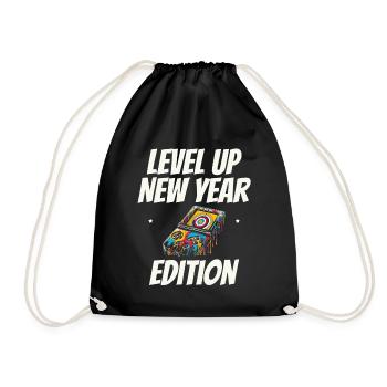 Level Up New Year's Edition, Gaming Progress, New Year - Drawstring Bag - black - Front