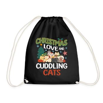 Câlin Chat Animal Amour Noël, Amour Chats - Sac de sport léger - noir - Devant