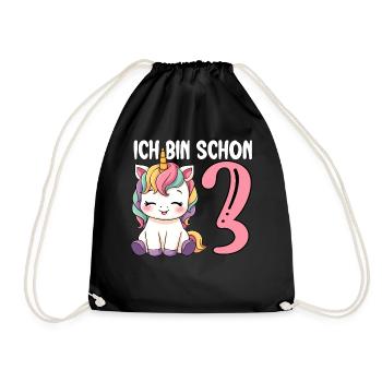 Children's Unicorn 3rd Birthday I'm already Three - Drawstring Bag - black - Front