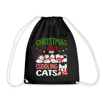 Câlin Chat Animal Amour Noël, Amour Chats - Sac de sport léger - noir - Devant