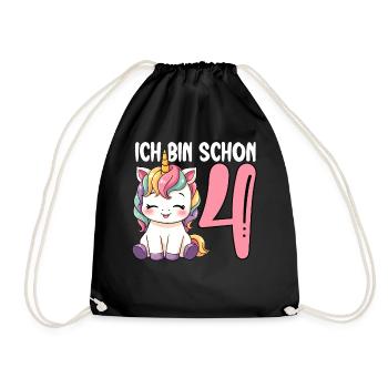 Children's Unicorn 4th Birthday I'm Already Four - Drawstring Bag - black - Front