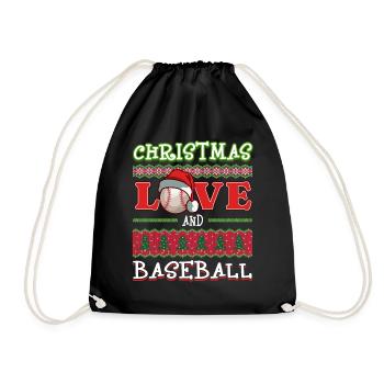 Joueur de baseball équipe club Noël amour - Sac de sport léger - noir - Devant
