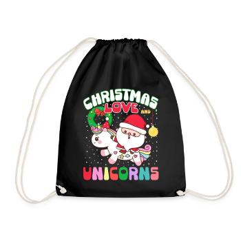 Einhorn Pferde Reitern Weihnachen Liebe Reiten - Turnbeutel - Schwarz - Vorne