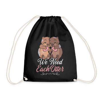 Otter Valentines Day Pun We Need - Drawstring Bag - black - Front
