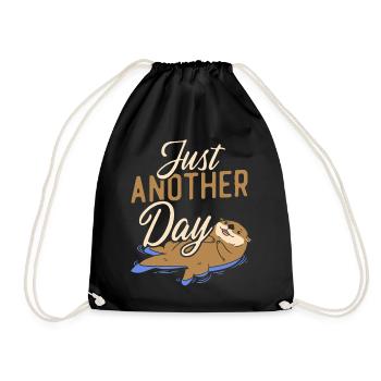 Otter Pun Just Anotter Day - Drawstring Bag - black - Front