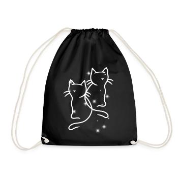 Christmas Katzen Retro Weihnachten Katze 80er 90er - Turnbeutel - Schwarz - Vorne