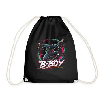 B-Boy Breakdance Breakdancer Urban Hip Hop - Drawstring Bag - black - Front