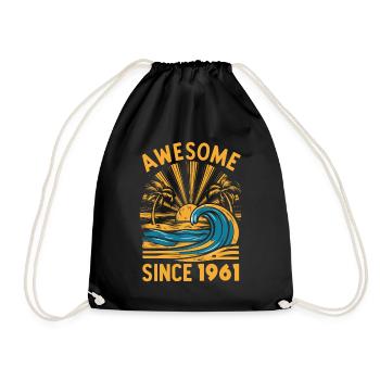Awesome Since 1961 Geburtstag Strand - Turnbeutel - Schwarz - Vorne