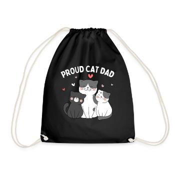 Proud Cat Dad: Cat Kitten Funny - Drawstring Bag - black - Front