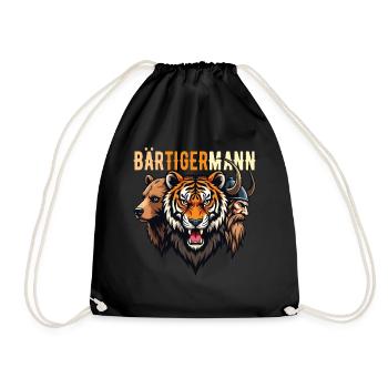 Bearded Man Bear Tiger Man Viking - Drawstring Bag - black - Front
